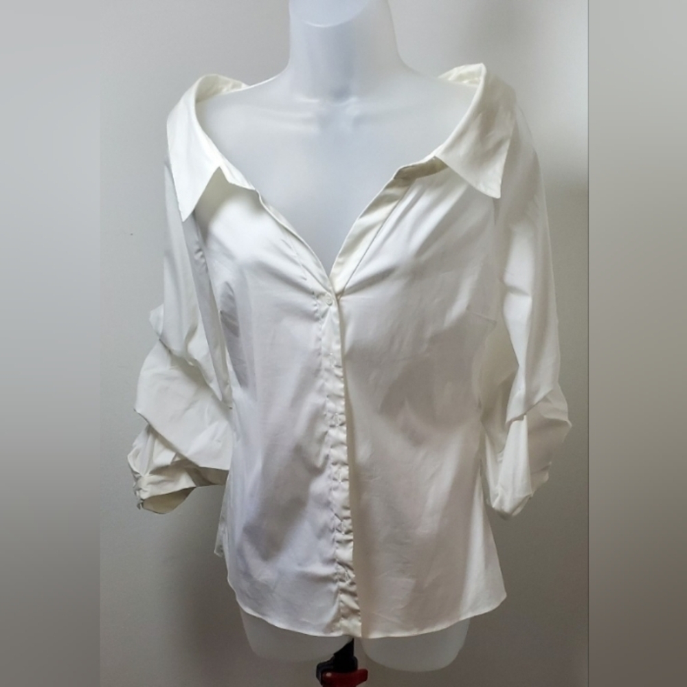 Zara Off The Shoulder Ruffle Button Up